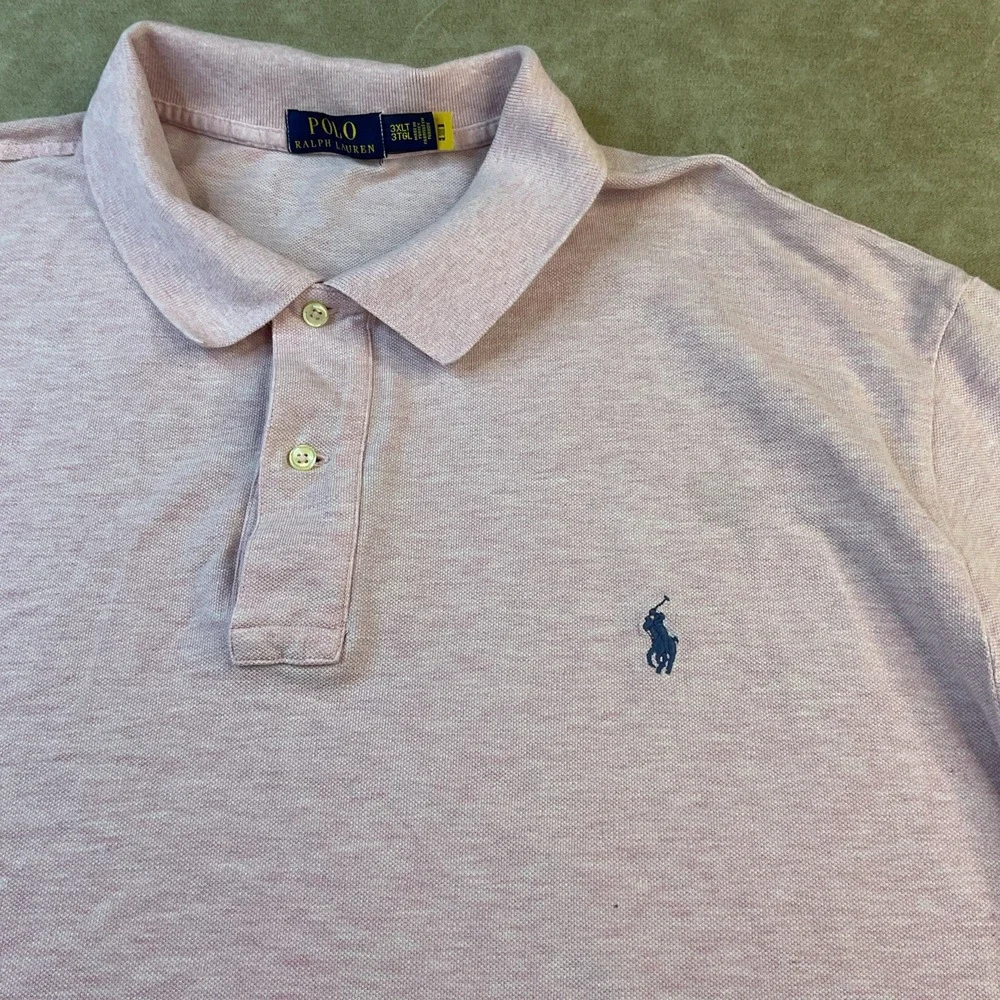 Polo Ralph Lauren Shirt Mesh Pique Short Sleeve Pink Men Sz 3XLT‎ Tall Pony